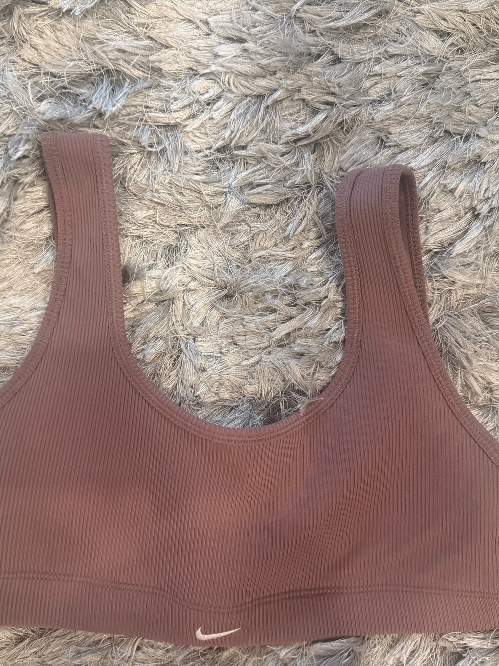 Nike Brown Ribbed Scoop-Neck Sports Bra